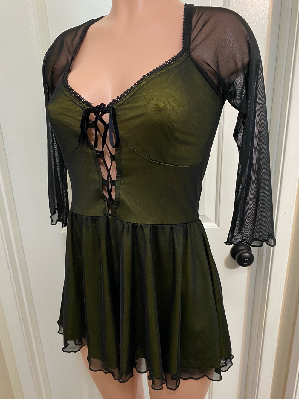 NWT urban outfitters green lace up grunge fairy romper.